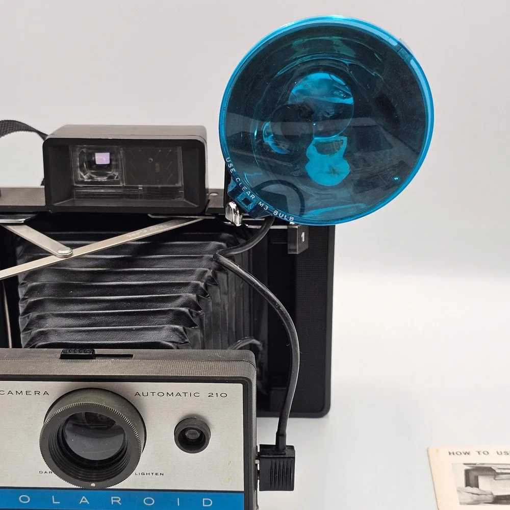 Vintage Polaroid Automatic 210 Land Camera Instant Film Kit with Flash & Manuals